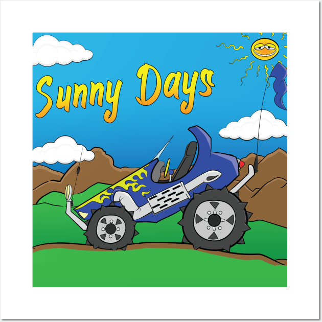 Sunny Days Blue Offroad 4x4 Rock Crawler Truck Wall Art by Dad n Son Designs